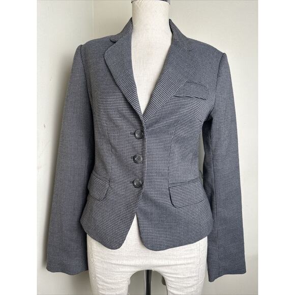 H&M Women’s Houndstooth Three Button Lined Blazer Jacket - Size 6 EUC - Picture 1 of 12